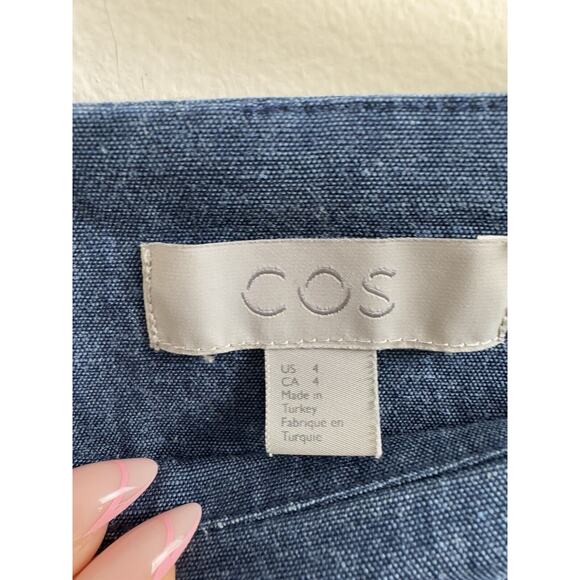 COS Chambray Boat Neck Sheath Dress Preppy Classic Timeless Twee Casual Classy 4 - Picture 4 of 10